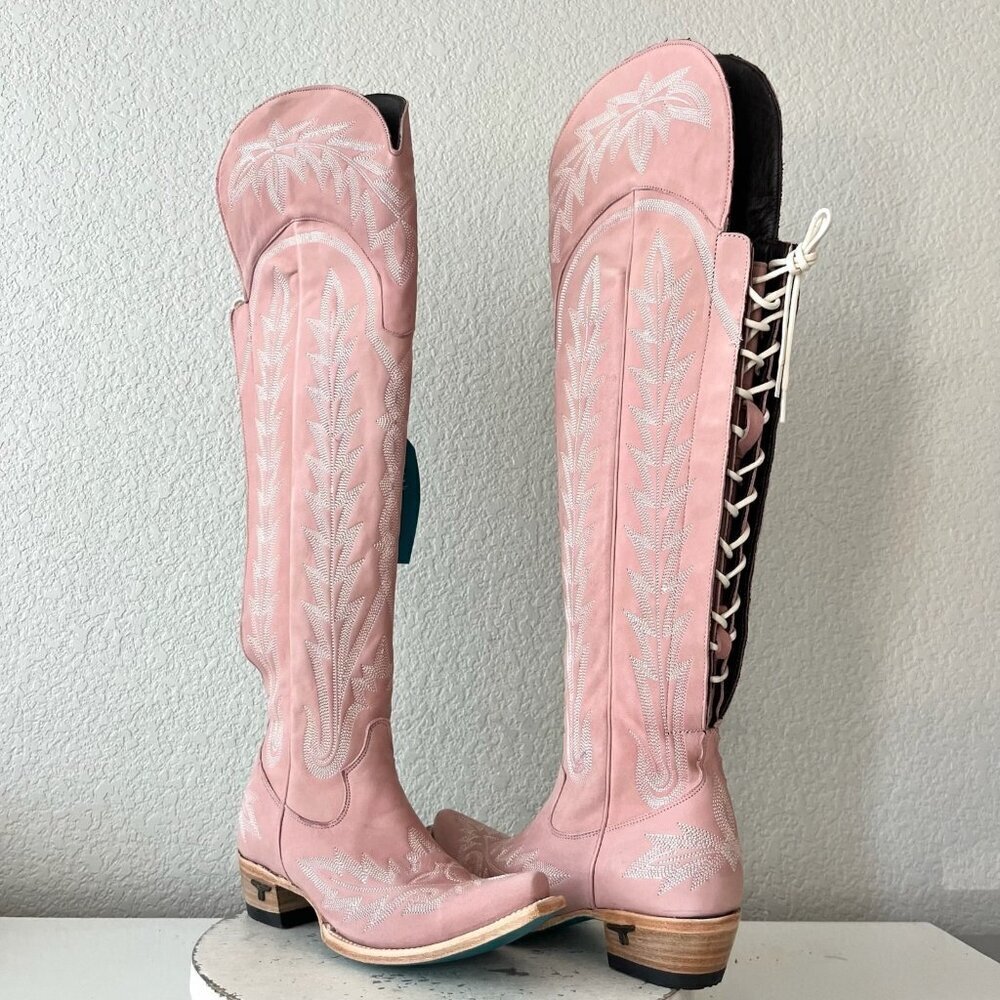 Lane LEXINGTON Over the Knee Womens Cowboy Boots 7.5 Pink Western Cowgirl Tall